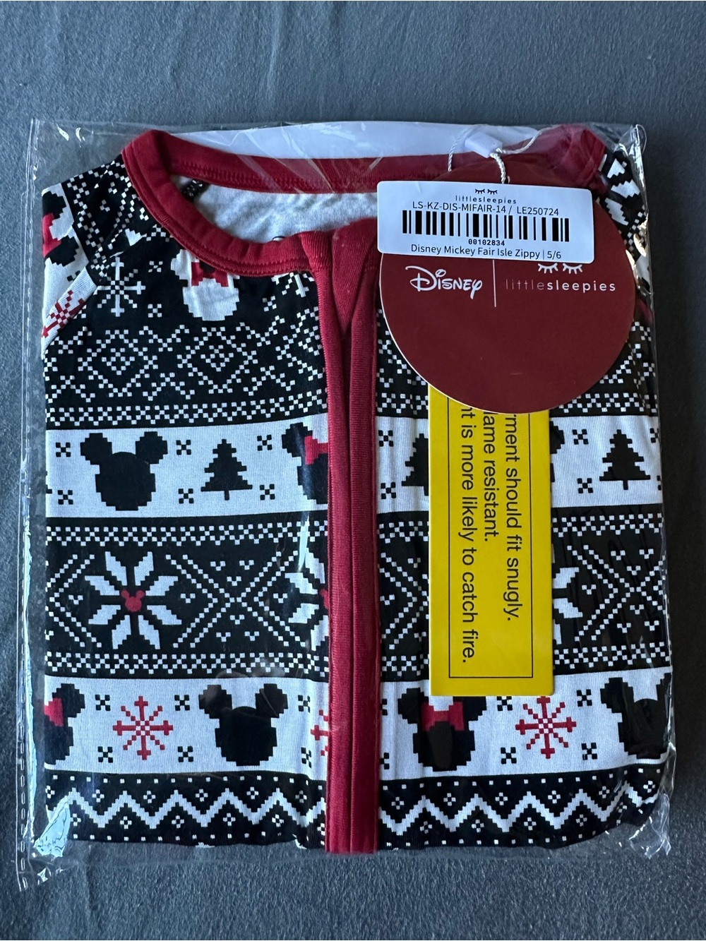 Disney Mickey Fair Isle Zippy Pajamas - Black White Red